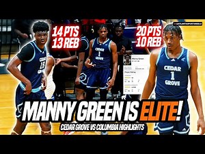 Manny Green gets DOUBLE DOUBLE in rivalry game! I Cedar Grove vs Columbia basketball highlights