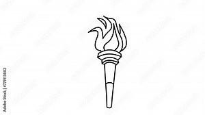 Animation about the Olympics in black and white with torch and fire.
