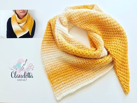 TUNISIAN CROCHET TRIANGLE SHAWL / EASY / BEGINNER