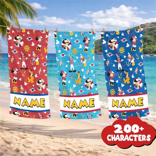 Custom Mickey and Friends Beach Towel Disneyland Vacation, Personalized Family Cruise Towel, Disneyland Trip Pool Beach Towel - Etsy