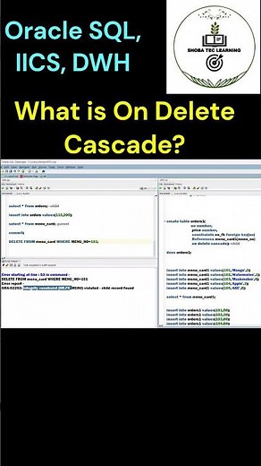 On Delete Cascade - Oracle SQL #etl #iics #sql #oraclesql