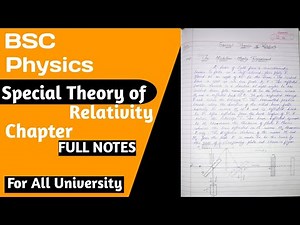 Bsc Physics Special Theory Of Relativity chapter Full handwritten notes|| By Keep Learning