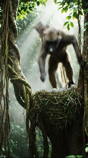 Hornbill vs Baboon | 4K Jungle Tree Battle for the Nest