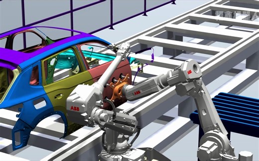 ABB工业机器人协同汽车车门装配工作站设计v19 基于Robotstudio