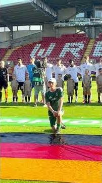 Germany u19 football team gather for national anthem prior to semi final match vs Ukraine in UEFA