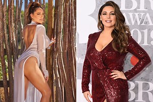 Kelly Brook poses in barely-there dress in sizzling calendar shoot