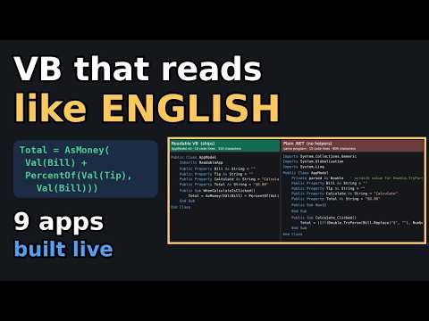 VB That Reads Like English: a Readable VB.NET Runtime + 9 Apps Built Live (VBForge, .NET 10)