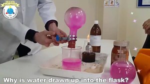 The ammonia fountain is a classic demonstration used to observe the solubility of ammonia in water. Universal indicator is used to see the alkaline nature of the solution formed. | ChemClub