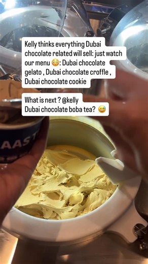 YAAAS TEA on Instagram: "Dubai chocolate gelato #gelato #yaaastea #bubbletea #boba #farmingdale POV：when your boss is trying to catching the viral trend 😂， but our Dubai chocolate products are really so good !"
