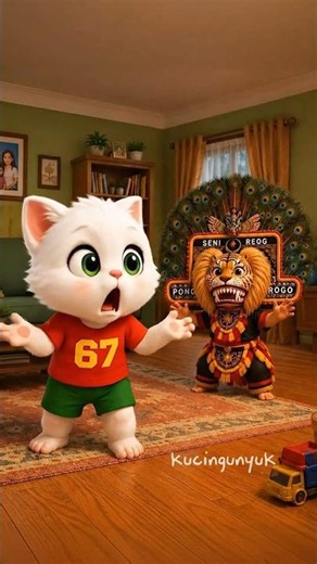 Kucing lucu ketemu reog tersesat #reog #ondelondel