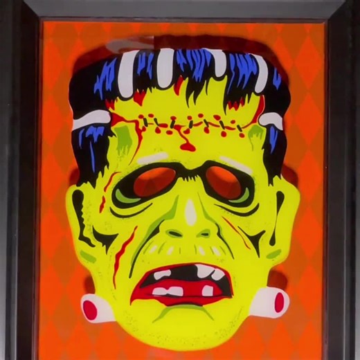 Frankenstein Mask Shadow Box Artwork. - Etsy