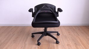 Giantex Ergonomic Office Chair w/Foldable Backrest, Mid Back Mesh Chair with Lumbar Support, Flip up Arms, Swivel Rolling Executive Task Chair Computer Desk Chair for Home Meeting Room (Black)