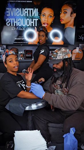 Intrusive Thoughtskng on Instagram: "Would you trust your bestie while you’re getting tatted on LIVE?! 😮‍💨 ARTIST: @bonefaceink KALI and GI took intrusive thoughts to the skin — literally. Unfiltered. Unedited. Painfully hilarious. If you missed it, that’s on you 😭 👉🏽 To see the full live tattoo session, hit the link in the bio and join Patreon. OUTRO: @anthonythesanguinegray #IntrusiveThoughtsKNG #TattooLive #UnhingedEnergy #BestieChaos #LinkInBio"