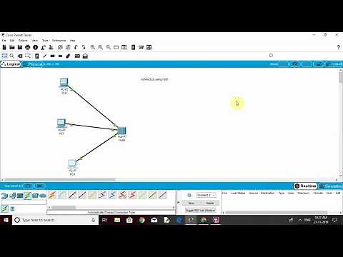 Connect 3 PC using hub in Cisco packet tracer.