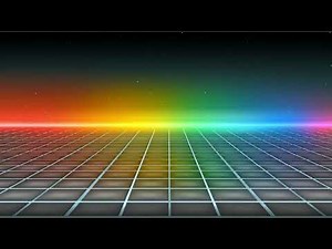 Synthwave Rainbow Horizon Neon Grid Floor Retro Space Seamless Motion Background Loop 4K 60FPS