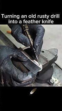 Turning an Old Rusty Drill into a Feather Knife 🔥 | Damascus Knife Making