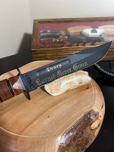 Marine Corps Ka-bar Custom Engraving (genuine OLEAN NY Knife) - Etsy