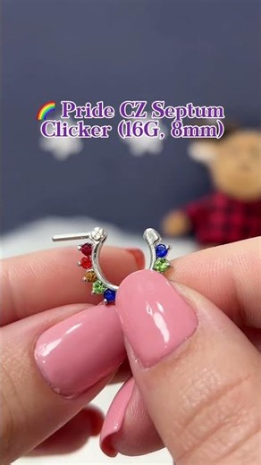 Rainbow CZ Hinged Septum Ring | Easy Clicker Piercing Jewelry #septumring #luxemodz
