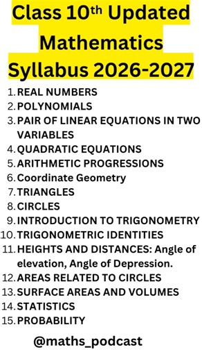 Class 10th maths syllabus 2026-27 | CBSE Updated Syllabus 2026-27 #cbse #cbseclass10 #cbseboard