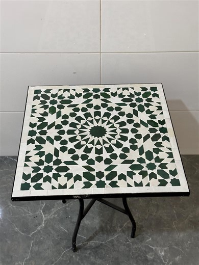 Handmade Moroccan Zellige Mosaic Coffee Table – Green White Ceramic Tile Patio Furniture - Etsy