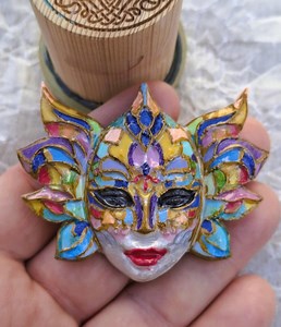 Polymer Clay Cabochon - Venetian Mask - Hand Made, Hand Painted, UV Resin Coated - Etsy UK