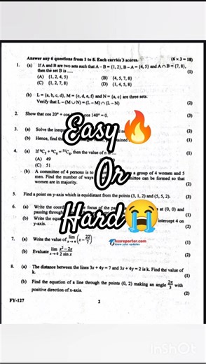 plus one maths question paper #answerkey #plusonefocusarea