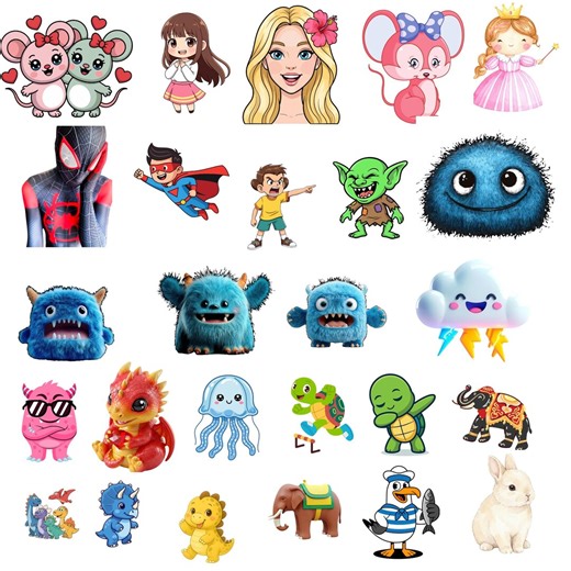 Cartoon Clipart PNG Bundle: Animals, Monsters, Princess, Superhero Illustrations (digital Download) - Etsy