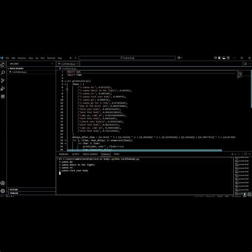 Rock that body in visual code