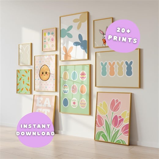Easter Printable Bundle | Easter Wall Art | Easter Springtime Decor | Easter Gallery Prints | Holiday Printable | Easter Bunny Art - Etsy