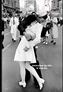 Keep this love in a photograph,and times forever frozen~ Alfred Eisenstaedt's photograph of an American sailor kissing a woman in Times Square. Animation by Gifs & Vids Etc, Carol | Gifs, Vids & Music Etc
