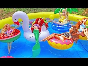 Disney Princess Barbie Puppy Summer Pool Party Sandy Floating Ring