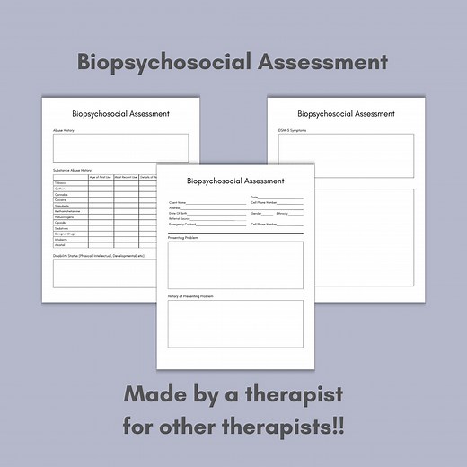 Biopsychosocial Assessment Template PDF, Fillable, Therapy Diagnostic Assessment Intake Form, Therapists, Mental Health - Etsy