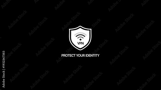 V P N protection shield with protect your identity text on black background cybersecurity concept shield security