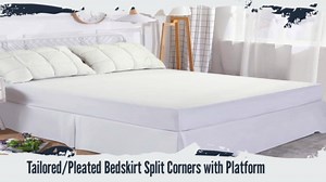 ARlinen Queen-XL Bed Skirt, 21-Inch Drop with Split Corners, Tailored Pleated Design, Wrinkle-Free Microfiber, Easy Fit for Box Spring or Bed Frame, White