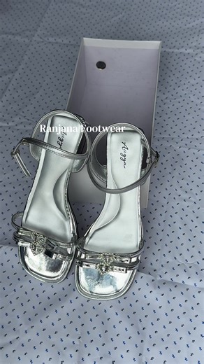 For Silver Lover Girlies 🤍✨ Adjustable Strap Mini Heels #ladies #trending #silver #heels #ranjanafootwear