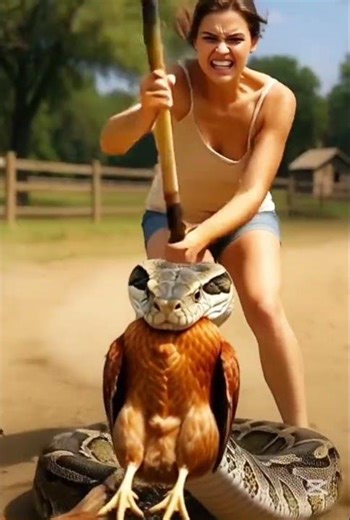 🤯Python Attack on the Chicken Farm! Girl vs 🐍😨#wildlife #action #anime #shorts #viral