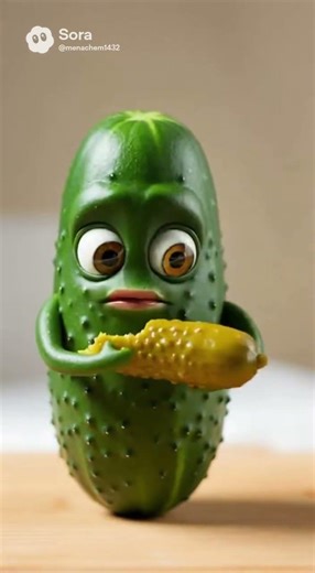 A cucumber eating a pickle #funny #ai #Sora #Pickle #Cucumber#asmrsounds