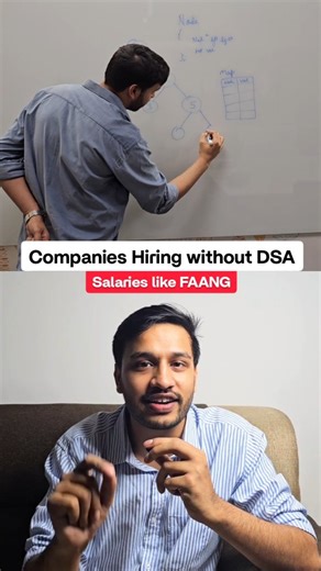 Kushal Vijay on Instagram: "High Paying Jobs without DSA style questions... These Companies do not ask LeetCode styled DSA Questions in Interviews but judge on actual engineering problems that the candidate encounter at work. Hiring rounds generally include take home assignment, pair programming rounds to judge coding ability, experienced based discussion and cultural fit round. I have created a complete list sharing the detailed hiring process and location for which they hire. All the best Disc