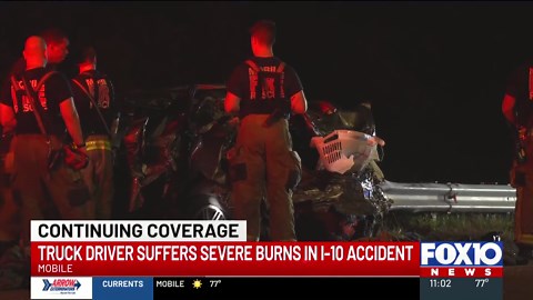 Truck driver suffers severe burns in early morning accident on I-10 in Mobile