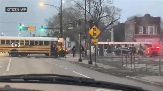 Crash involving school bus blocks traffic in West Englewood