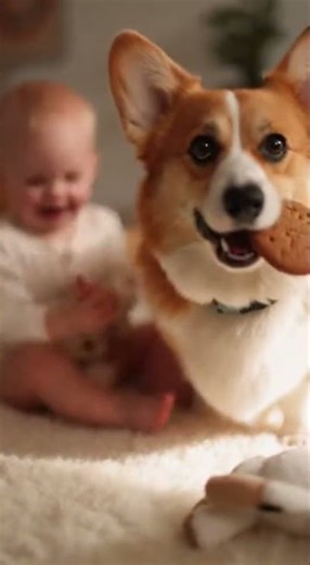 Corgi Snack Thief: Baby’s Cookie Surprise! 🍪🐶