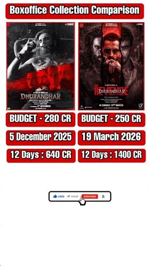 Dhurandhar vs Dhurandhar 2 | Day 12 Box Office Collection Comparison | Ranveer Singh | #shortvideo