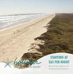 593 reactions · 170 shares | We are the premier RV Resort on the Texas Gulf Coast with direct access to 27 miles of Texas beaches. Our RV sites fit any size RV, because bigger is better at the Bolivar Beach Club & RV Resort! Book now - opening Fall 2021! | Camp Margaritaville Resort Crystal Beach | Facebook