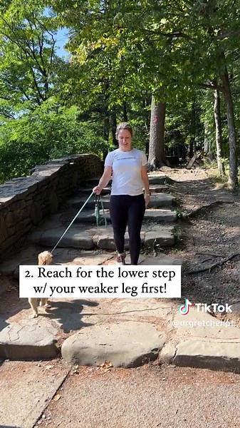 Do you have MS & difficulty walking down the stairs 🚶‍♀️?! Here's 7 tips to make it easier (from an MS-specialized physical therapist 👩‍⚕️): 1️⃣ Hinge your hips backward before reaching for the next step. This can help you feel more stable. 2️⃣ Reach for the lower step with your weaker leg FIRST! 3️⃣ Put your body weight in your heels. This will prevent you from feeling like you'll fall forward. 4️⃣ Focus on bending your knee more. Yes, this will be really hard, but it can reduce tripping. 5️⃣
