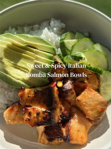 Sweet & Spicy Italian Bomba Salmon Bowls (Easy Trader Joe's Recipe)