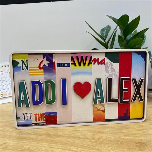 Custom License Plate Wall Art, Personalized Rustic Wood Sign, Couple Initials Decor - Etsy