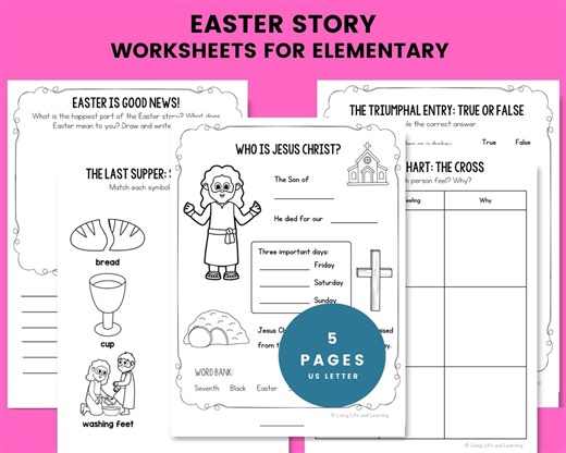 Easter Story Worksheets for Elementary, Christian Easter Worksheets, Bible Easter Activities, Religious Easter Printables, Holy Week Workshe - Etsy