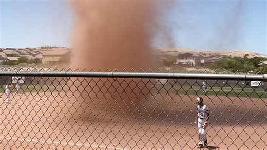 Dust devil strikes New Mexico baseball field