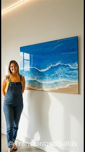 🌊✨ A Beautiful Ocean Wall Art Created with Epoxy Resin! DIY Ocean Decor Ideas