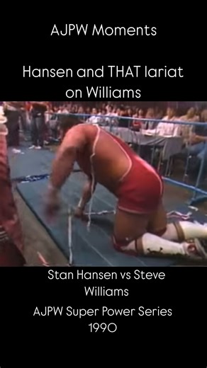 Wee Stu 🏴󠁧󠁢󠁳󠁣󠁴󠁿 🇦🇺 on Instagram: "The definition of Big Meaty Men slapping meat. It’s an odd thing seeing Stan Hansen getting manhandled by anyone, but Steve Williams isn’t anyone…he’s Dr Death, he’s the guy who brought the Backdrop Driver to AJPW. While this isn’t the best of matches, it’s very slow at times and there’s a lot of outside stuff (which is pretty typical of AJPW back then) the finish is about as iconic as it gets, as Hansen slips out of the Oklahoma Slam at the last second